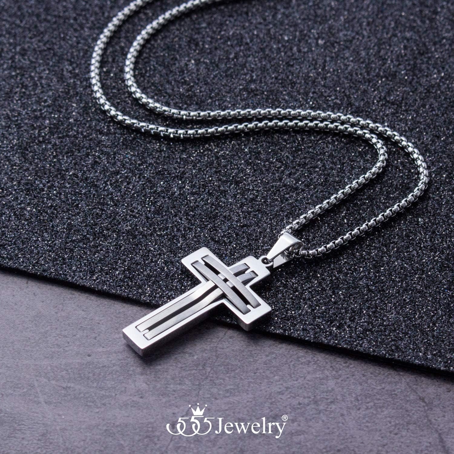 image:image555Jewelry Stainless Steel Cross Necklace Pendant for Men and Women 1624 ChainSilver