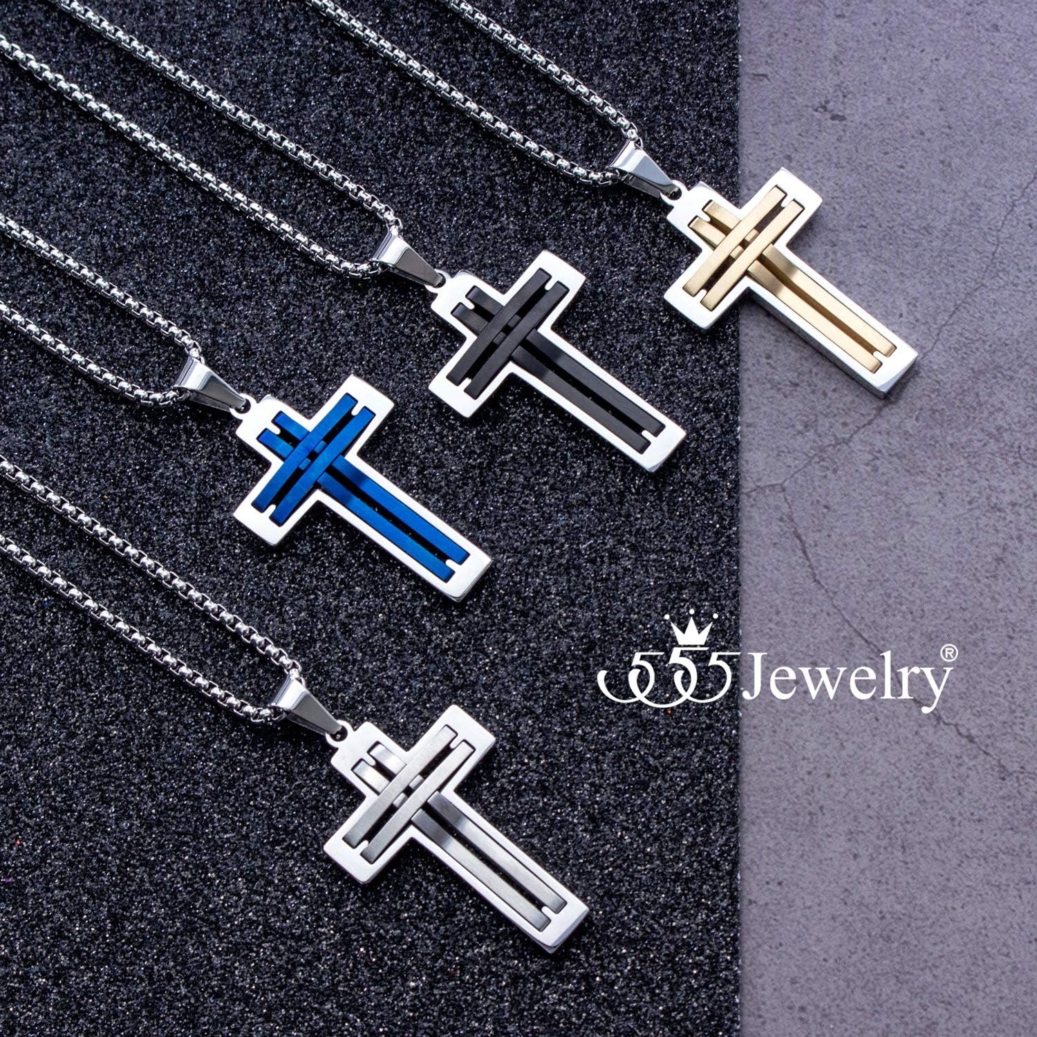 image:image555Jewelry Stainless Steel Cross Necklace Pendant for Men and Women 1624 ChainSilver