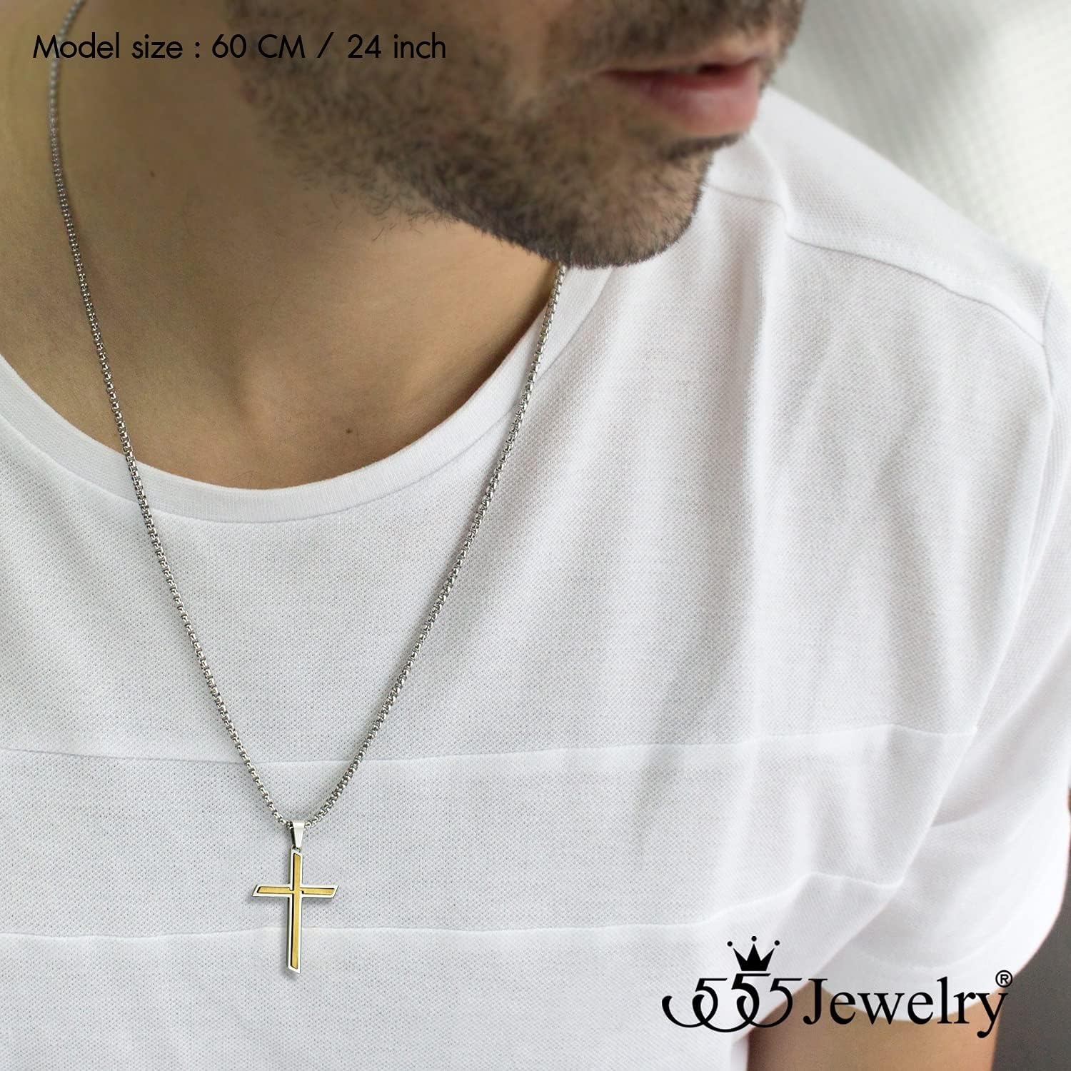 image:image555Jewelry Stainless Steel Cross Necklace Pendant for Men and Women 1626 Box ChainSilver Gold