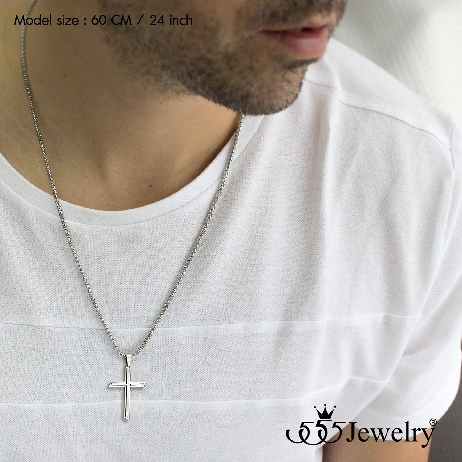 image:image555Jewelry Stainless Steel Cross Necklace Pendant for Men and Women 1626 Box ChainSilver