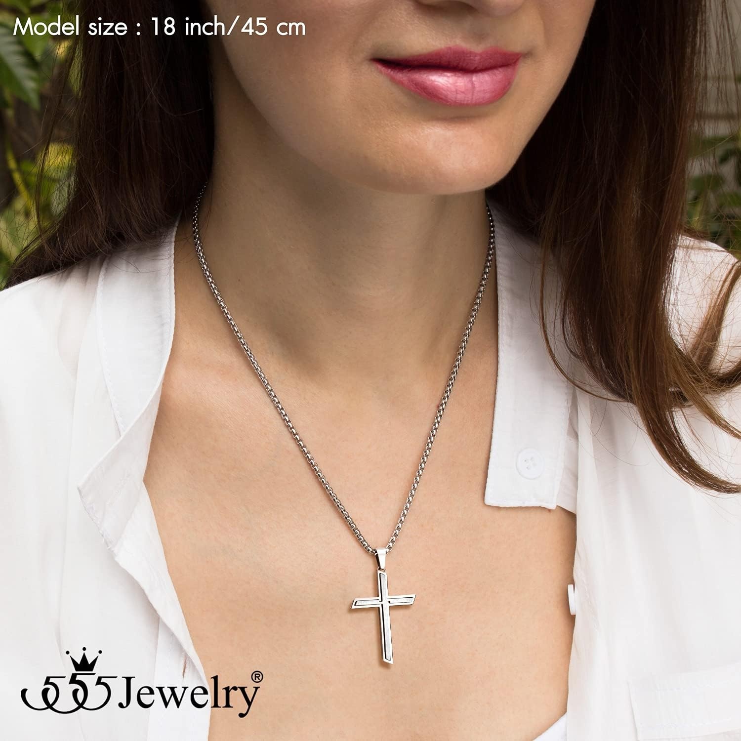 image:image555Jewelry Stainless Steel Cross Necklace Pendant for Men and Women 1626 Box ChainSilver