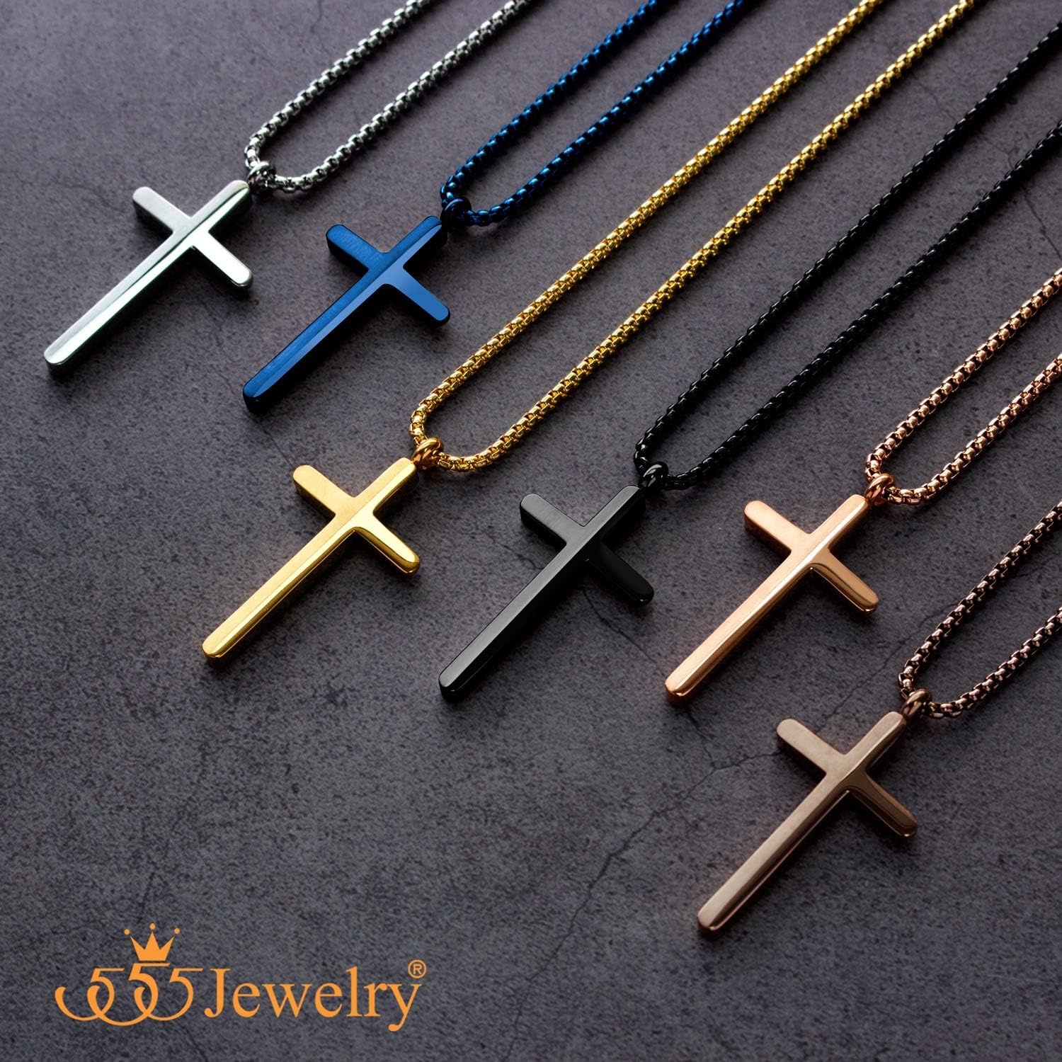 image:image555Jewelry Stainless Steel Cross Necklace for Men 1624 Inch Box ChainCoffee