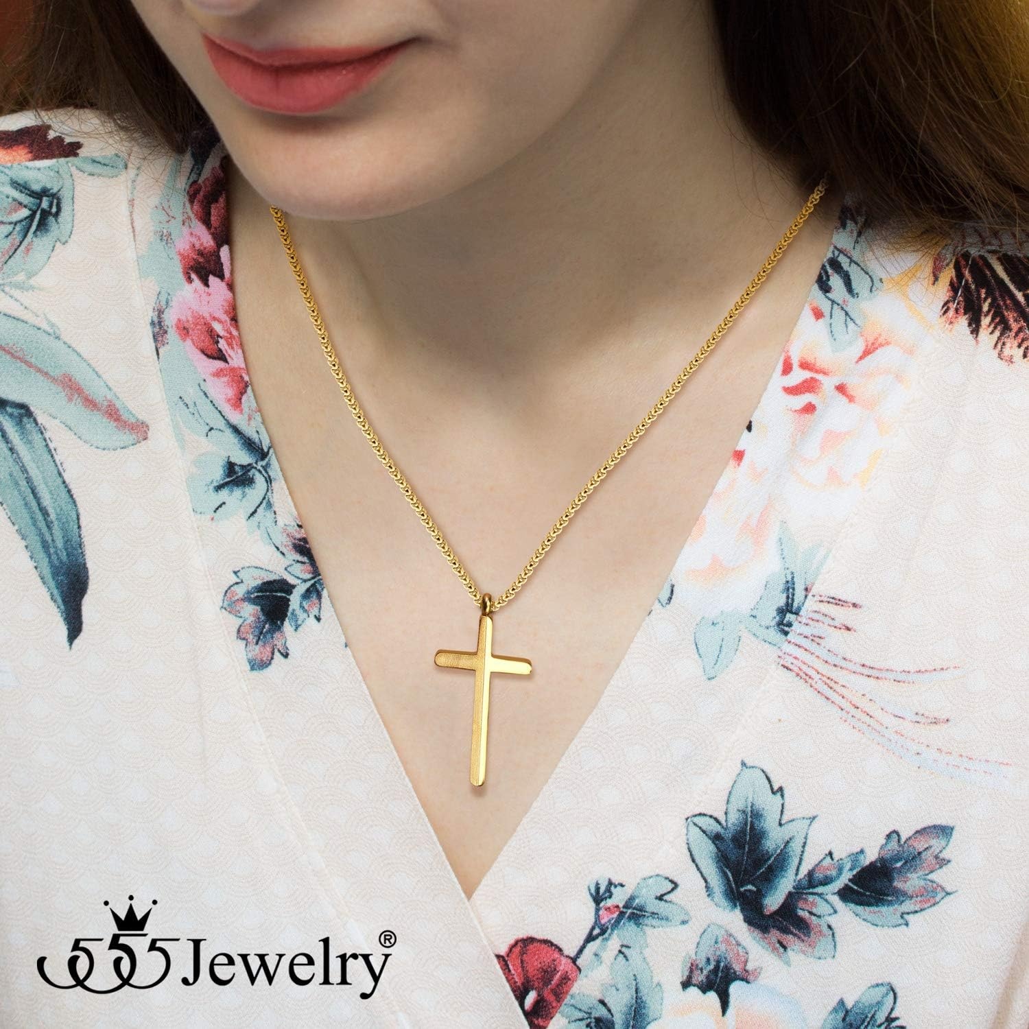 image:image555Jewelry Stainless Steel Cross Necklace for Men 1624 Inch Box ChainGold