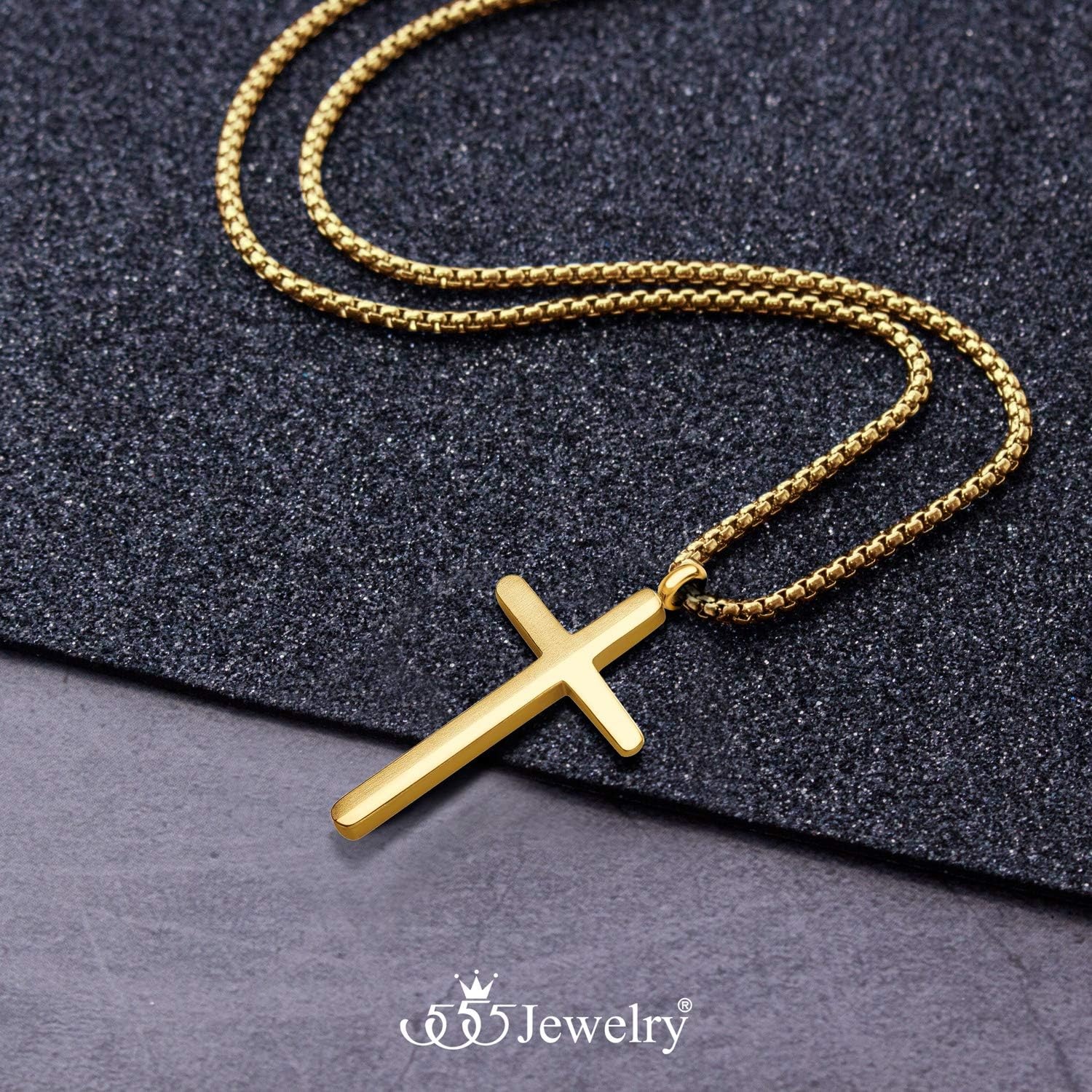 image:image555Jewelry Stainless Steel Cross Necklace for Men 1624 Inch Box ChainGold