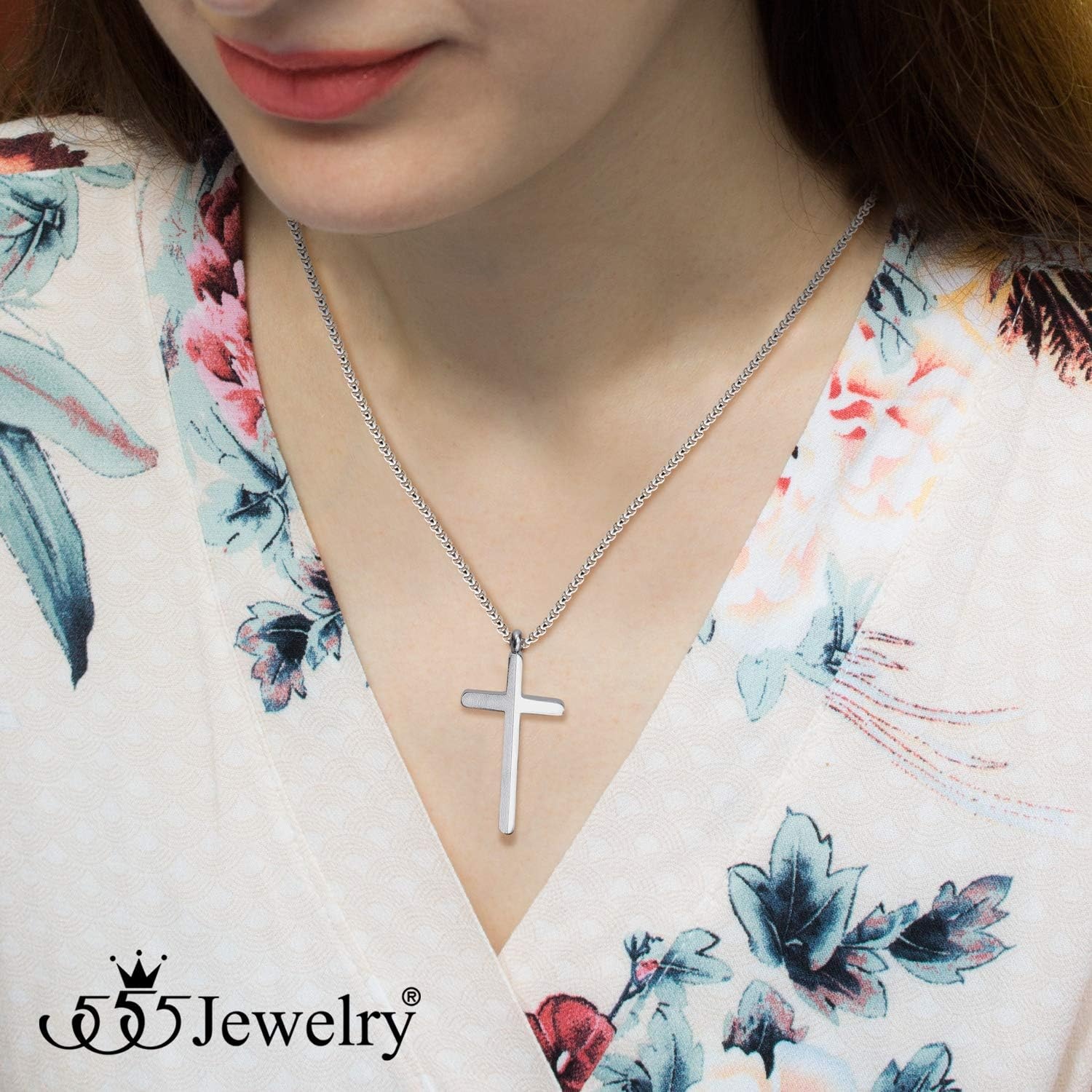 image:image555Jewelry Stainless Steel Cross Necklace for Men 1624 Inch Box ChainSilver