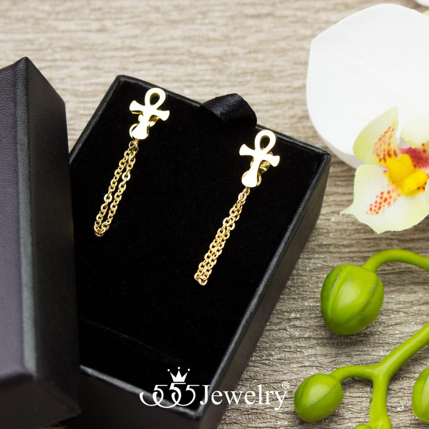 image:image555Jewelry Stainless Steel Egyptian Ankh Cross Stud Earrings for Women amp LadiesGold