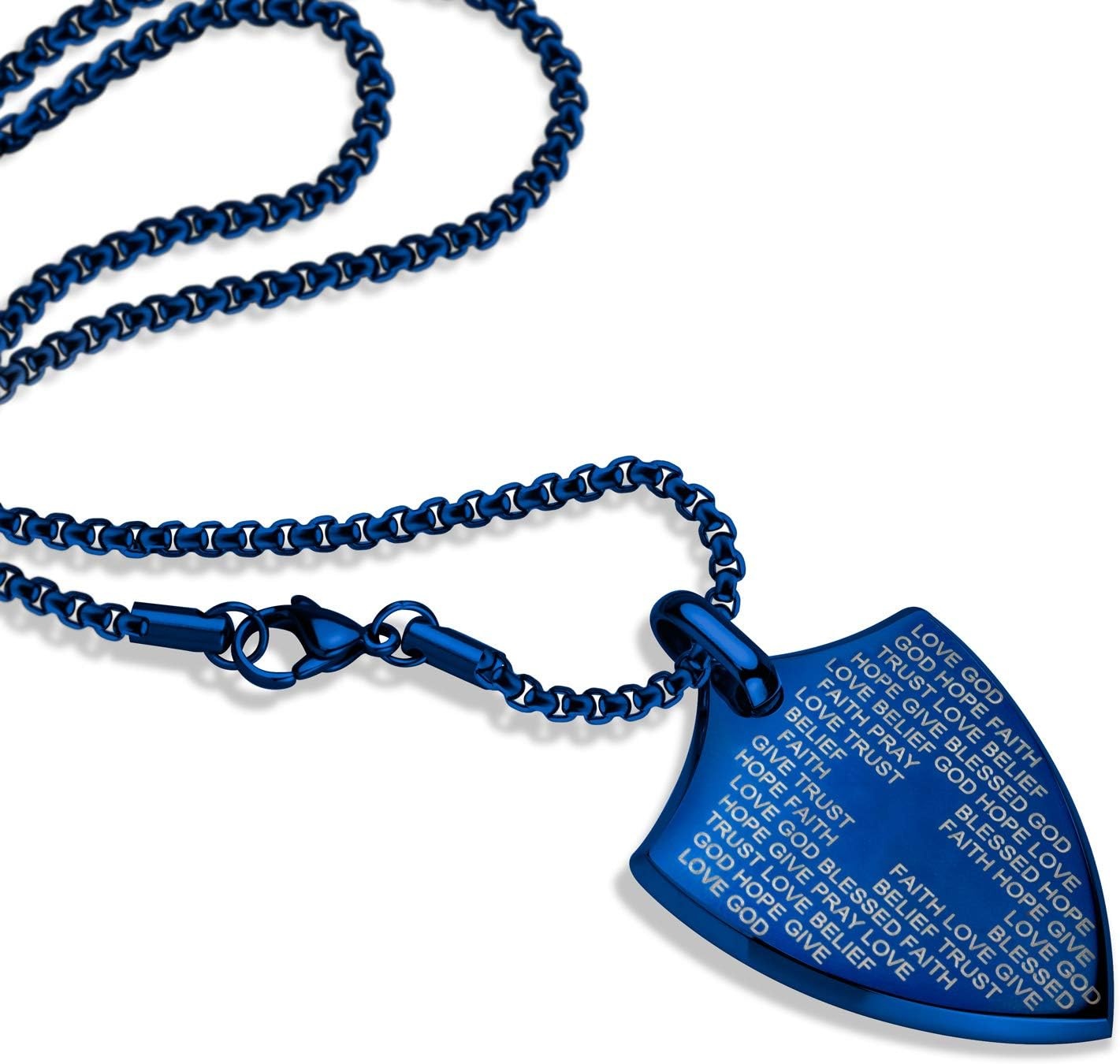 image:image555Jewelry Stainless Steel Inspirational Shield Cross Necklace for Men 1624 Inch ChainBlue