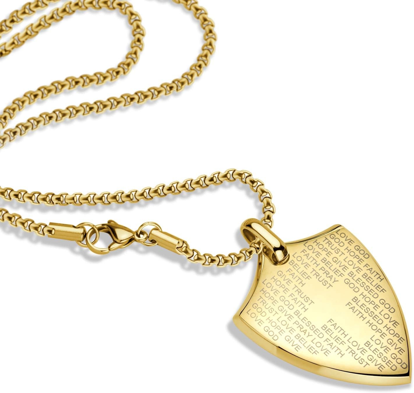 image:image555Jewelry Stainless Steel Inspirational Shield Cross Necklace for Men 1624 Inch ChainGold