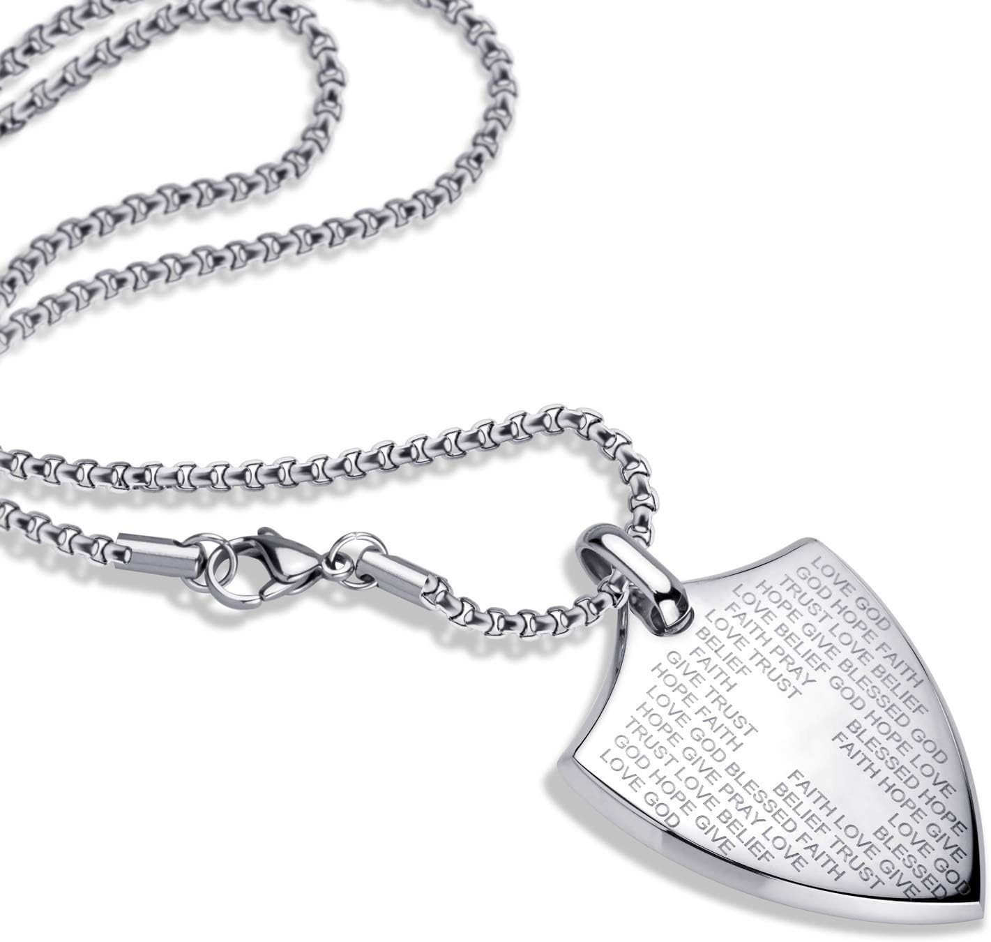 image:image555Jewelry Stainless Steel Inspirational Shield Cross Necklace for Men 1624 Inch ChainSilver