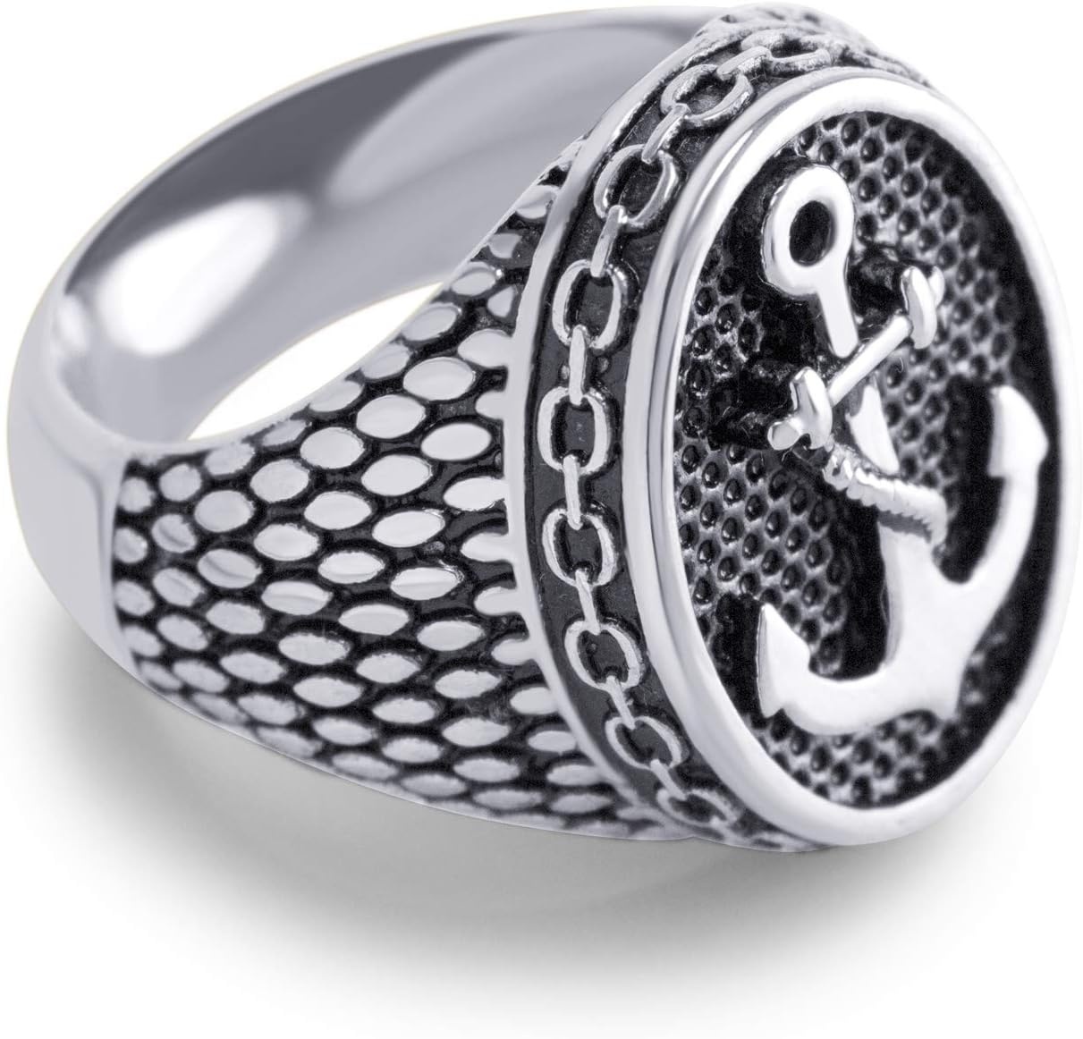 image:image555Jewelry Stainless Steel Vintage Signet Nautical Pirate Sailor Anchor Ring for MenSilver