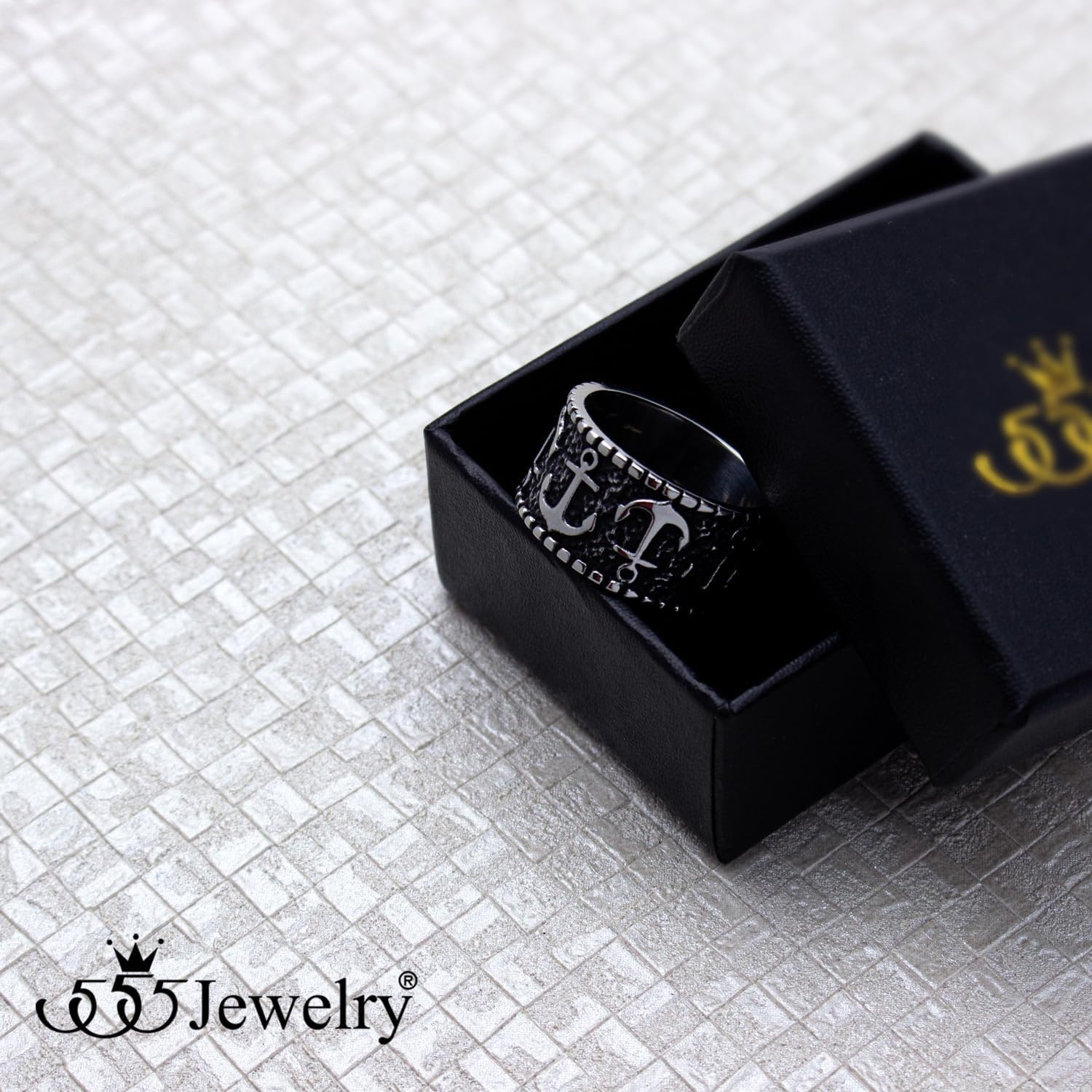 image:image555Jewelry Stainless Steel Vintage Signet Nautical Pirate Sailor Anchor Ring for MenSilver Style 2