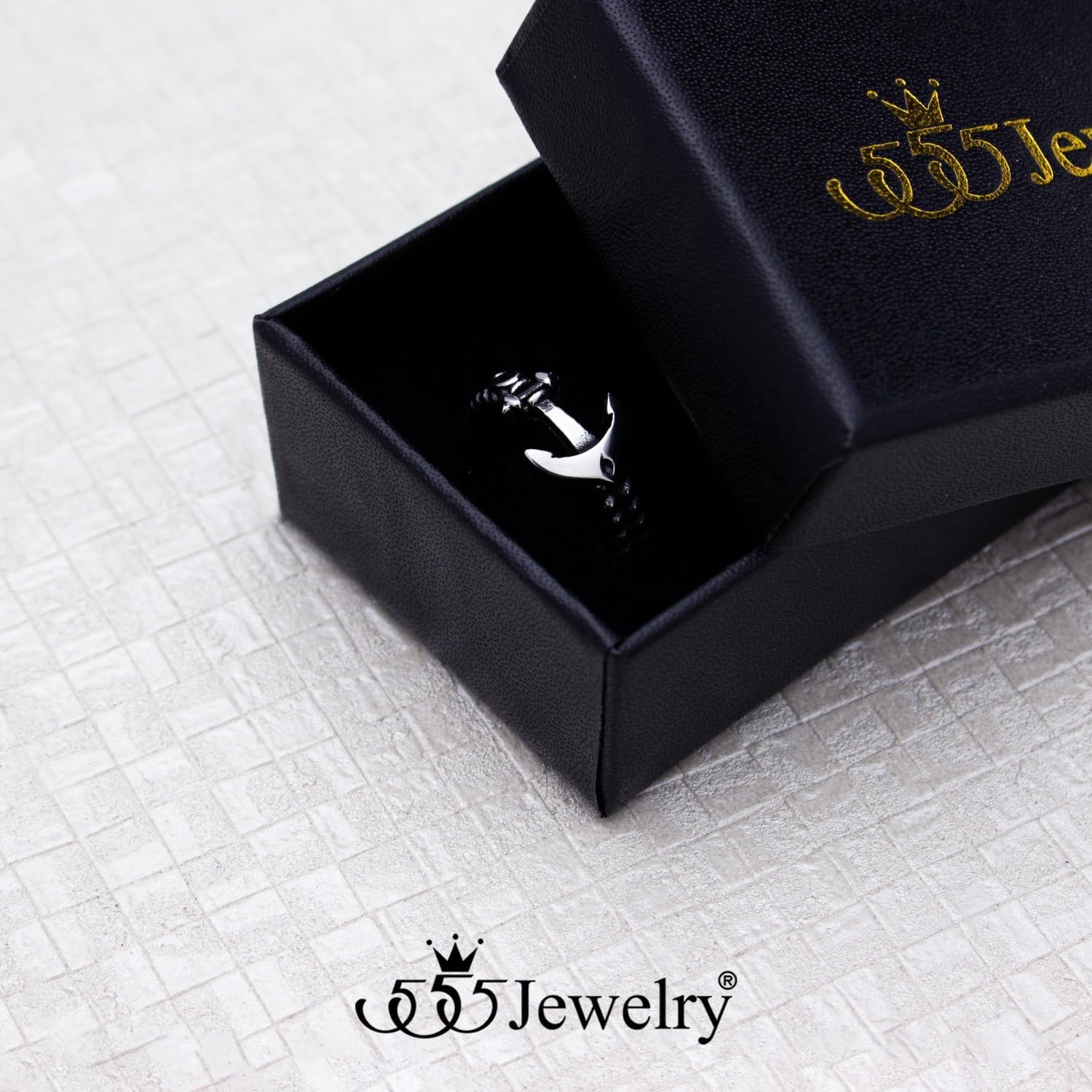 image:image555Jewelry Stainless Steel Vintage Signet Nautical Pirate Sailor Anchor Ring for MenSilver Style 3
