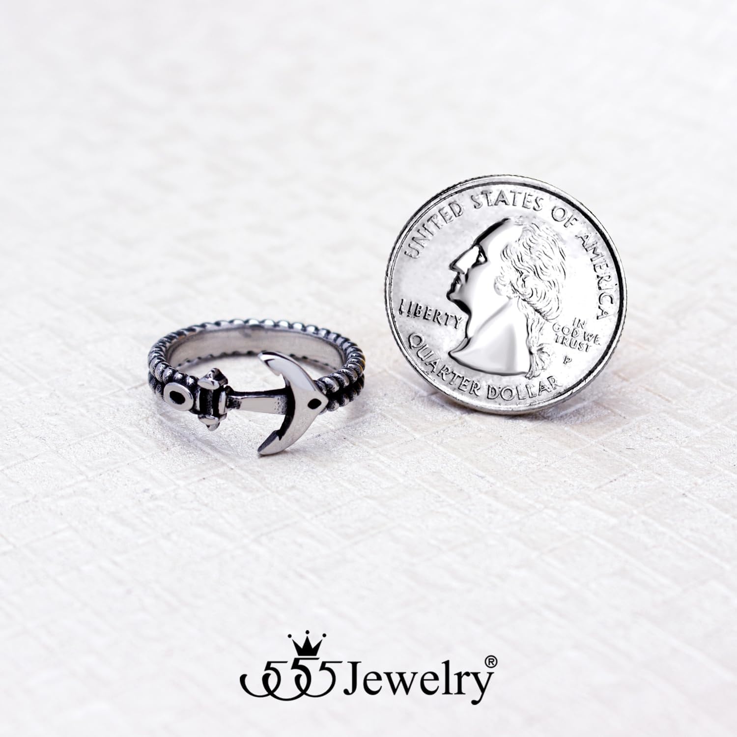 image:image555Jewelry Stainless Steel Vintage Signet Nautical Pirate Sailor Anchor Ring for MenSilver Style 3
