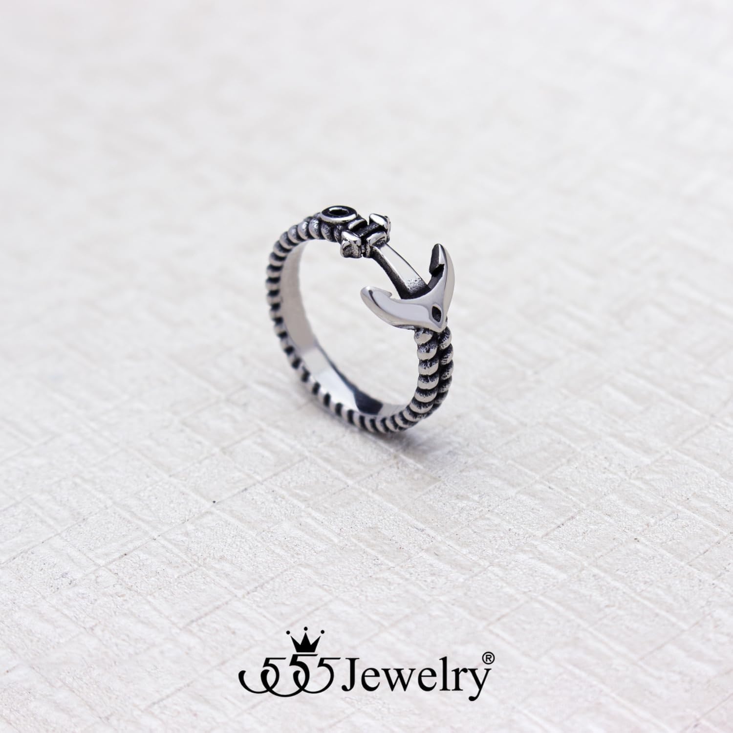image:image555Jewelry Stainless Steel Vintage Signet Nautical Pirate Sailor Anchor Ring for MenSilver Style 3