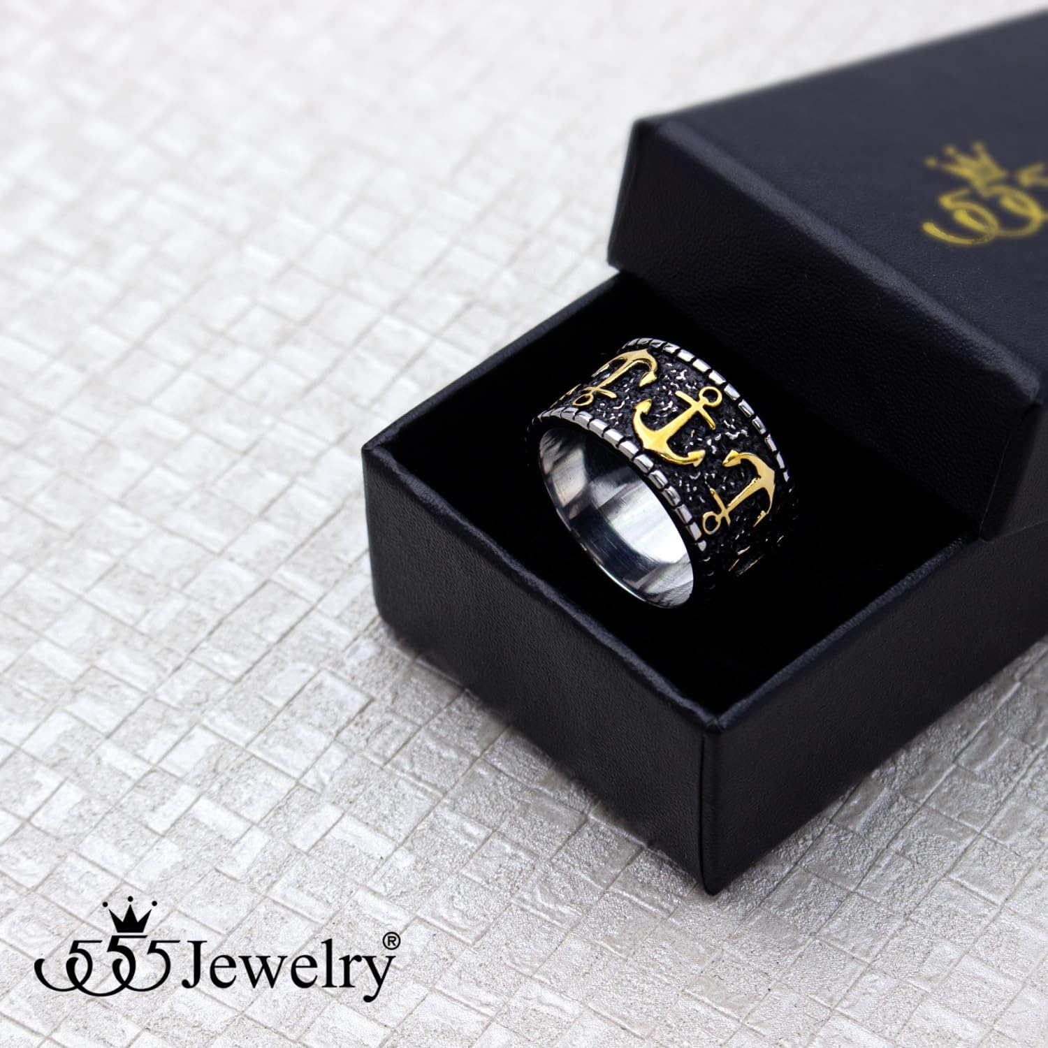 image:image555Jewelry Stainless Steel Vintage Signet Nautical Pirate Sailor Anchor Ring for MenSilverGold