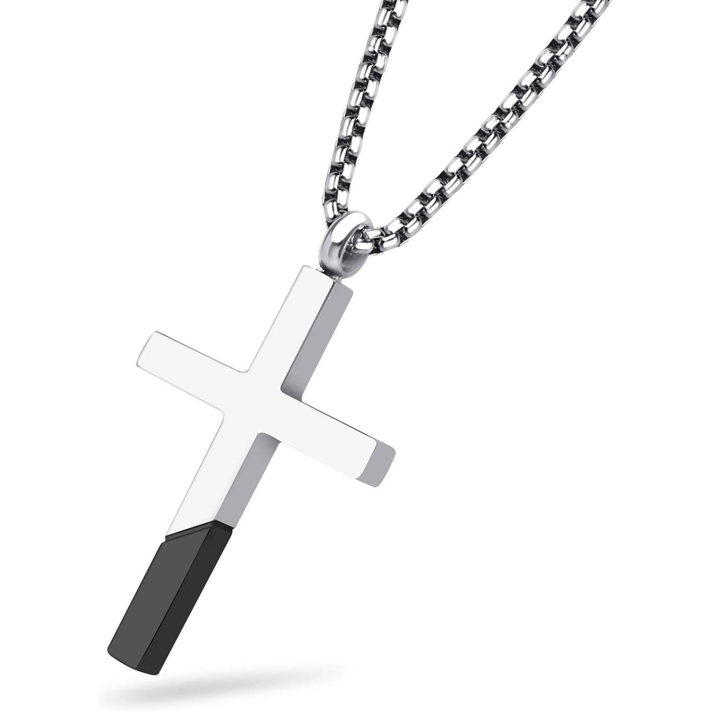 image:image555Jewelry Cross Necklace for Men Women Stainless Steel Pendant with 1624 ChainSilver Black