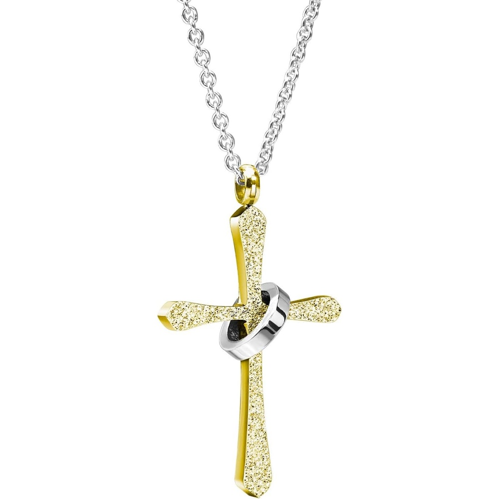 image:image555Jewelry Cross Necklace for Women amp Men Sparkly Stainless Steel Pendant 1622 ChainGold