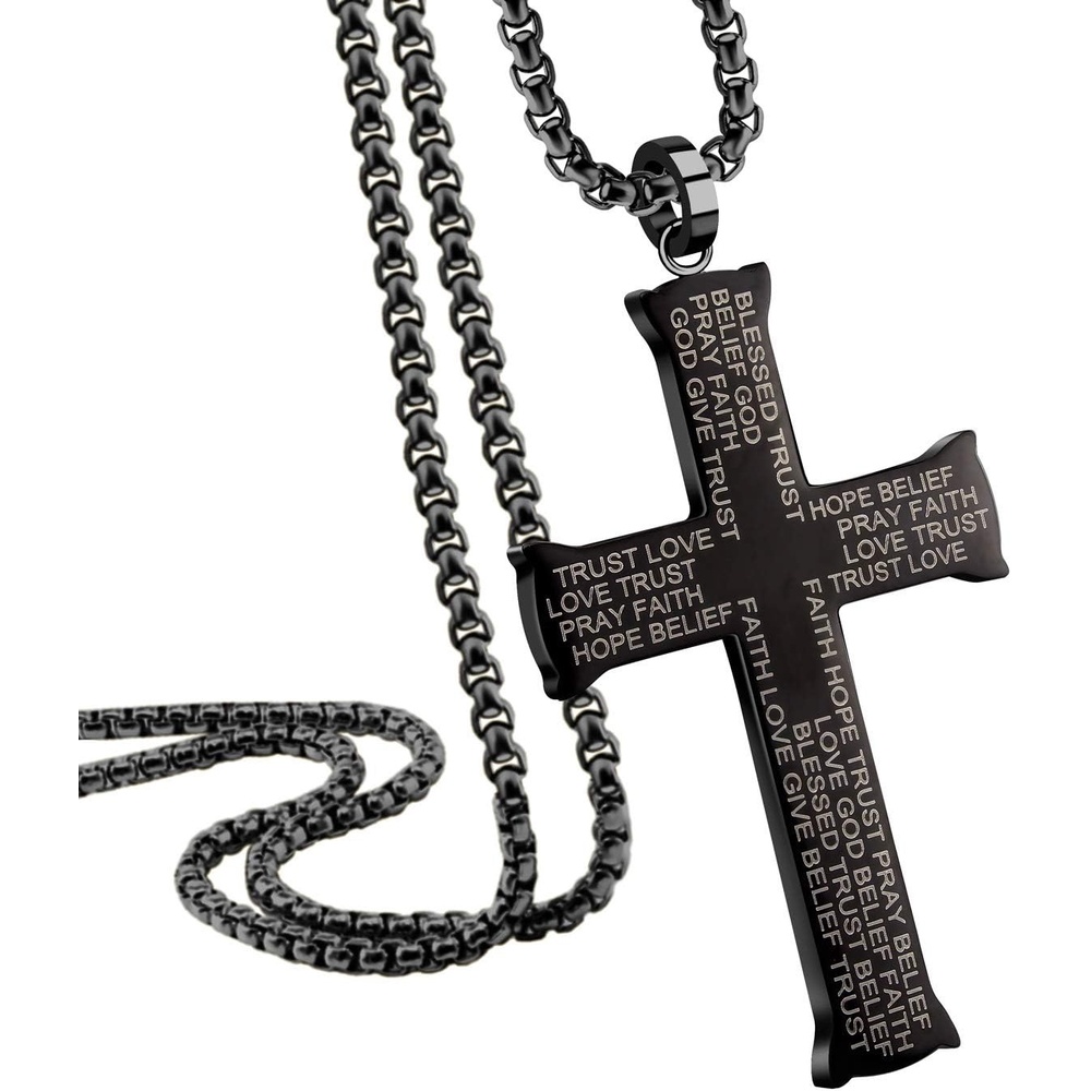 image:image555Jewelry Inspirational Stainless Steel Cross Necklace for Men and Women 1624 ChainBlack