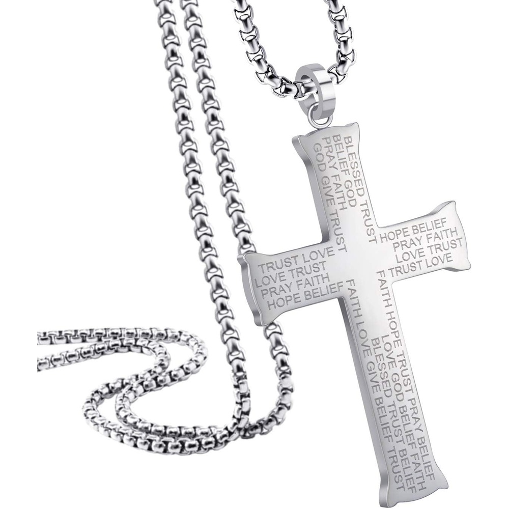 image:image555Jewelry Inspirational Stainless Steel Cross Necklace for Men and Women 1624 ChainSilver