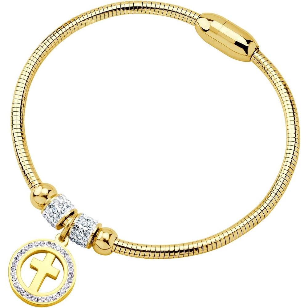 image:image555Jewelry Snake Chain CZ Cross Charm Bracelet for Women Magnetic ClaspGold