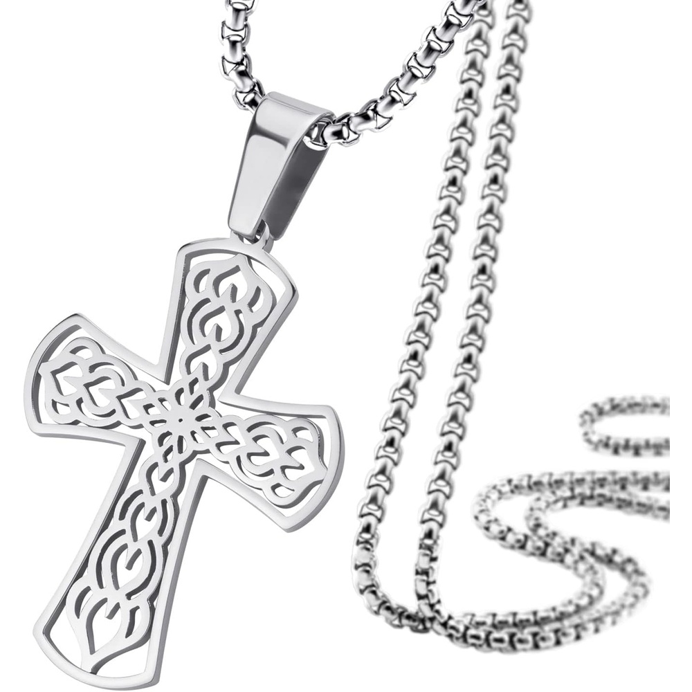 image:image555Jewelry Stainless Steel Celtic Cross Necklace Pendant for Men 1624 ChainSilver