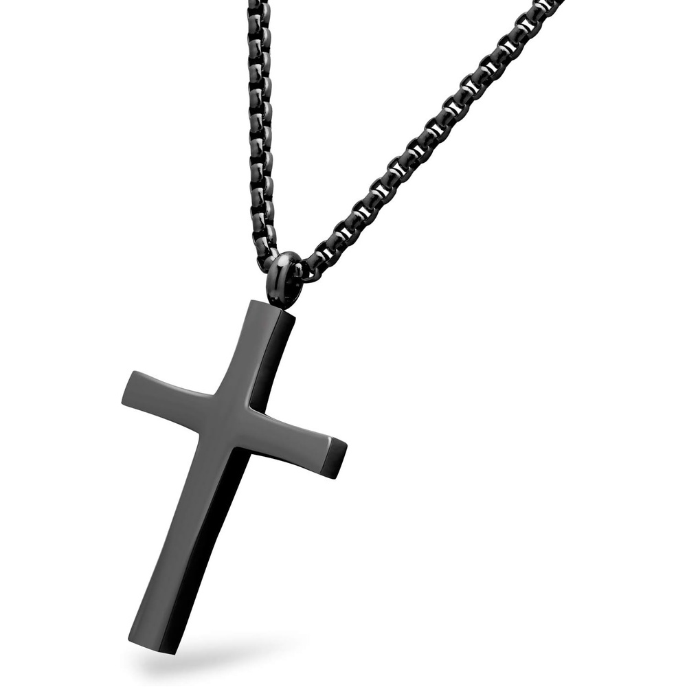 image:image555Jewelry Stainless Steel Cross Adjustable Rolo Chain Pendant Necklace 1628 InchesBlack