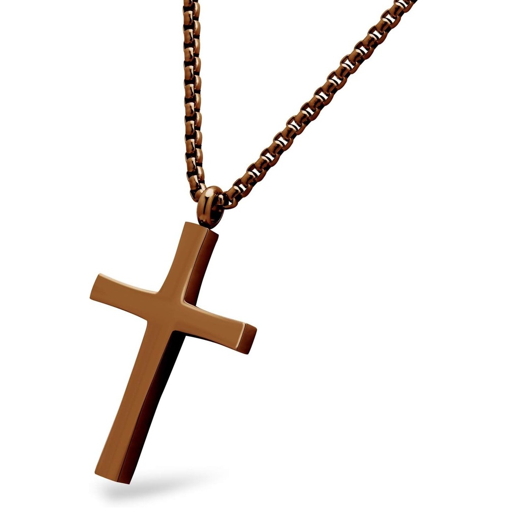 image:image555Jewelry Stainless Steel Cross Adjustable Rolo Chain Pendant Necklace 1628 InchesBrown
