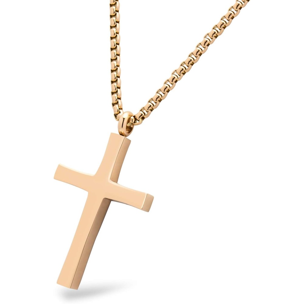 image:image555Jewelry Stainless Steel Cross Adjustable Rolo Chain Pendant Necklace 1628 InchesPink Rose Gold