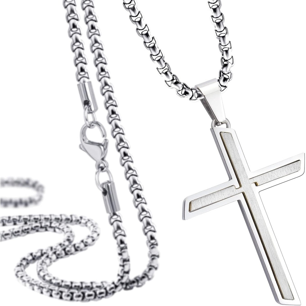 image:image555Jewelry Stainless Steel Cross Necklace Pendant for Men and Women 1626 Box ChainSilver