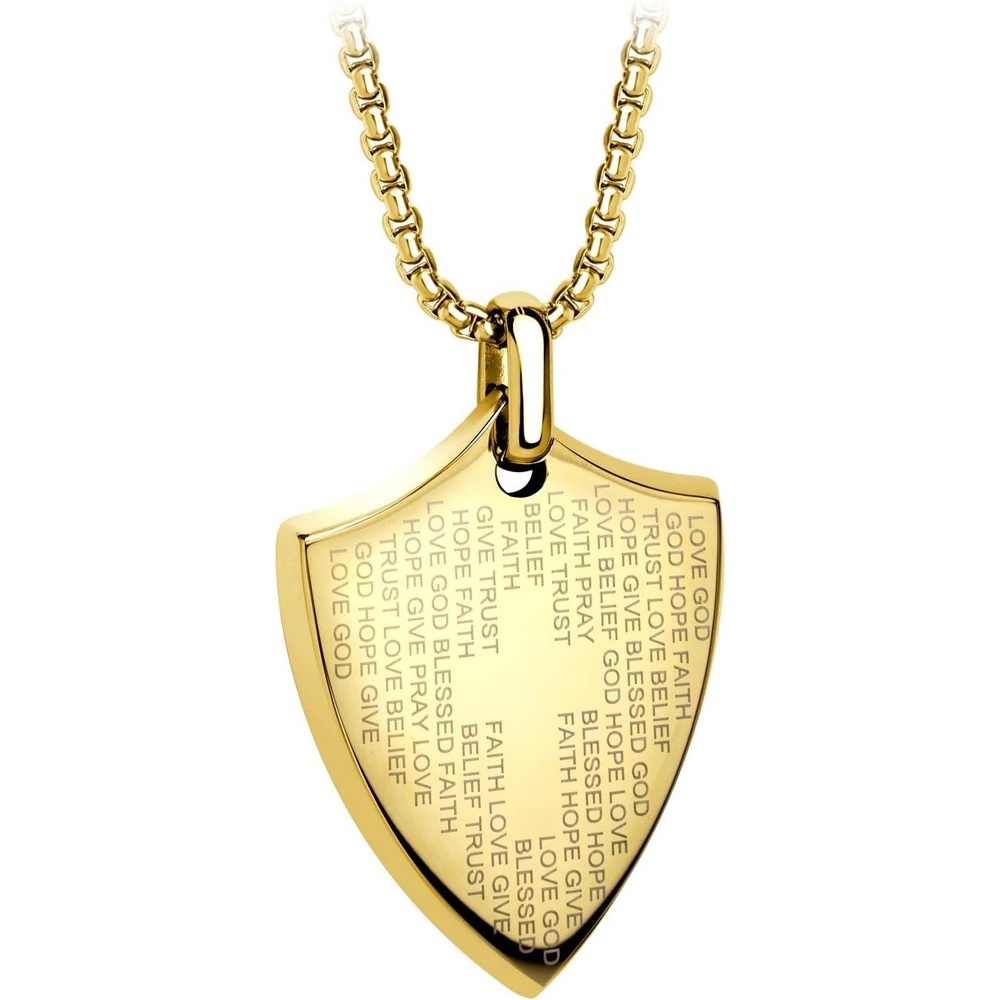 image:image555Jewelry Stainless Steel Inspirational Shield Cross Necklace for Men 1624 Inch ChainGold