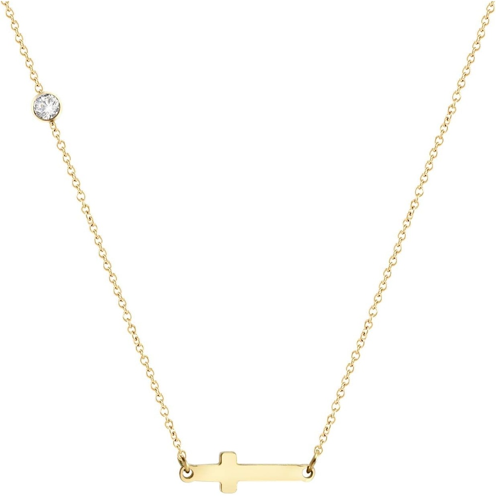 image:image555Jewelry Stainless Steel Sideways Cross Necklace for Women 1820 ChainGold