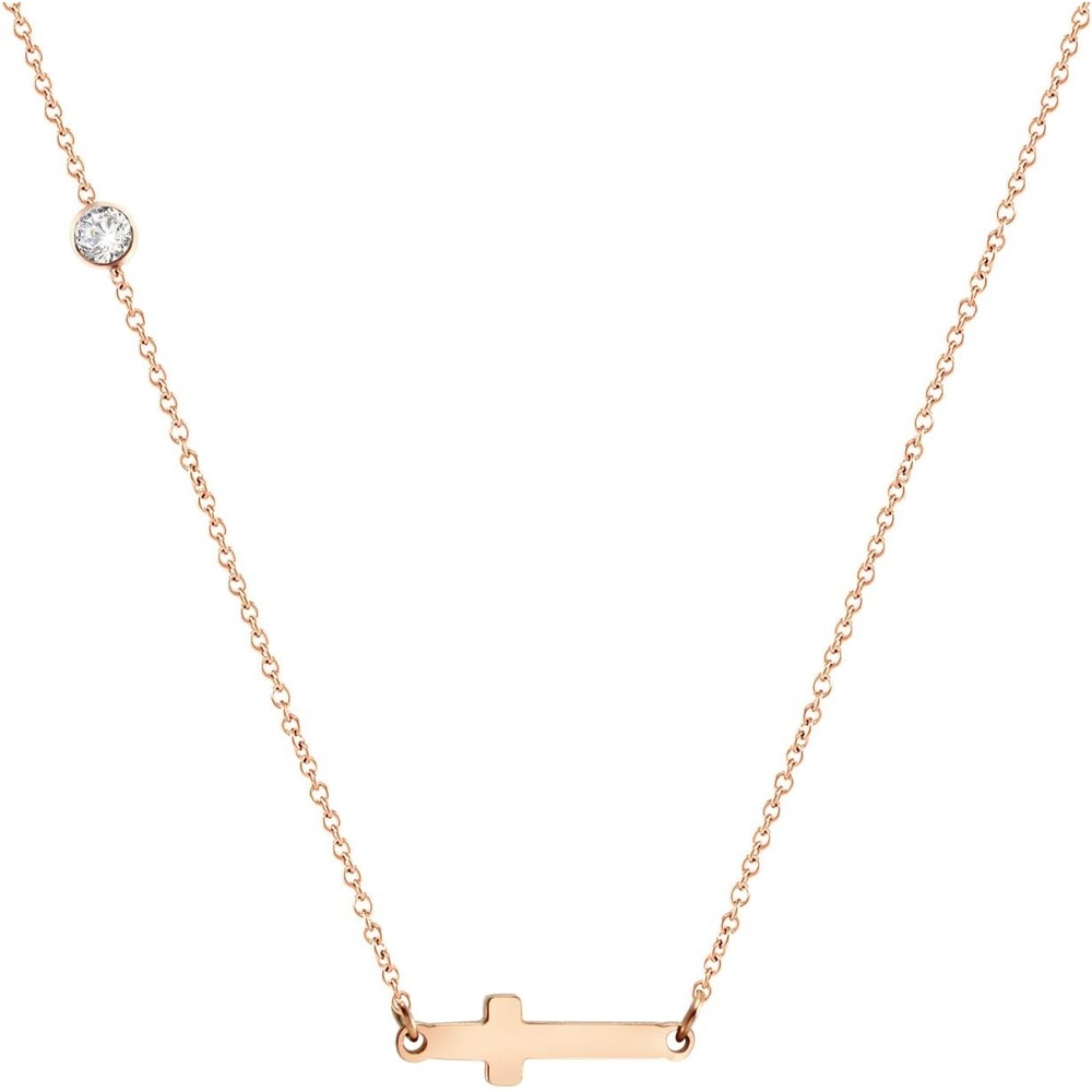 image:image555Jewelry Stainless Steel Sideways Cross Necklace for Women 1820 ChainRose Gold