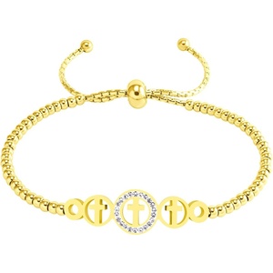 image:image555Jewelry Adjustable Slider Cuff CZ Cross Bolo Bracelet for Women amp LadiesGold