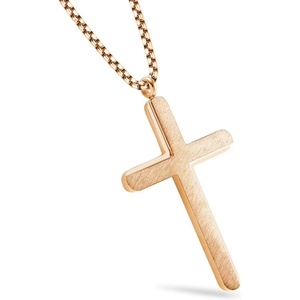 image:image555Jewelry Cross Necklace for Men Women Brushed Stainless Steel Pendant 1824 ChainRose Gold