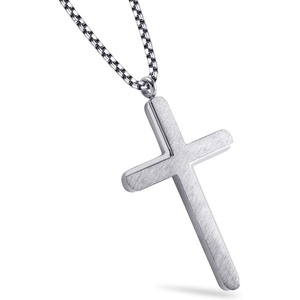 image:image555Jewelry Cross Necklace for Men Women Brushed Stainless Steel Pendant 1824 ChainSilver