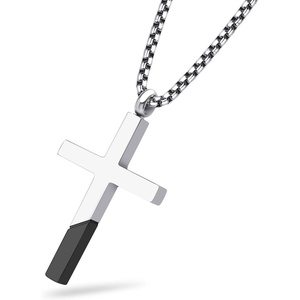 image:image555Jewelry Cross Necklace for Men Women Stainless Steel Pendant with 1624 ChainSilver  Black