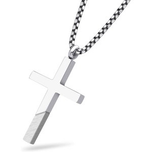 image:image555Jewelry Cross Necklace for Men Women Stainless Steel Pendant with 1624 ChainSilver  Matte