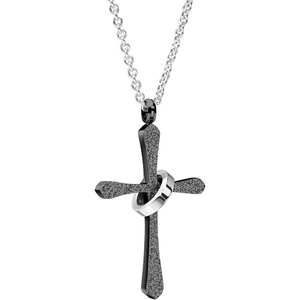 image:image555Jewelry Cross Necklace for Women amp Men Sparkly Stainless Steel Pendant 1622 ChainBlack