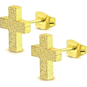 image:image555Jewelry Delicate Small Tiny Sparkly Cross Stud Earrings for Women amp LadiesGold