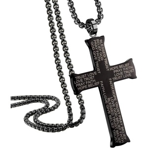 image:image555Jewelry Inspirational Stainless Steel Cross Necklace for Men and Women 1624 ChainBlack