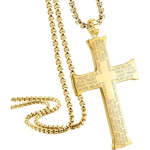 image:image555Jewelry Inspirational Stainless Steel Cross Necklace for Men and Women 1624 ChainGold