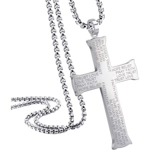 image:image555Jewelry Inspirational Stainless Steel Cross Necklace for Men and Women 1624 ChainSilver