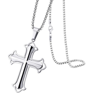 image:image555Jewelry Layered Stainless Steel Cross Necklace for Men and Women 1624 ChainSilver Style 2