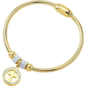 image:image555Jewelry Snake Chain CZ Cross Charm Bracelet for Women Magnetic ClaspGold