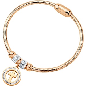 image:image555Jewelry Snake Chain CZ Cross Charm Bracelet for Women Magnetic ClaspRose Gold