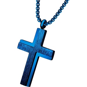 image:image555Jewelry Stainless Steel Box Chain Cross Necklace for Men amp Women 1624 InchBlue