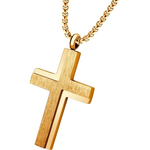 image:image555Jewelry Stainless Steel Box Chain Cross Necklace for Men amp Women 1624 InchRose Gold