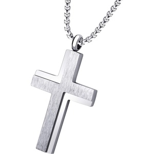 image:image555Jewelry Stainless Steel Box Chain Cross Necklace for Men amp Women 1624 InchSilver
