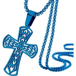 image:image555Jewelry Stainless Steel Celtic Cross Necklace Pendant for Men 1624 ChainBlue