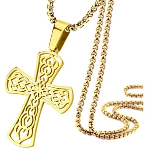image:image555Jewelry Stainless Steel Celtic Cross Necklace Pendant for Men 1624 ChainGold